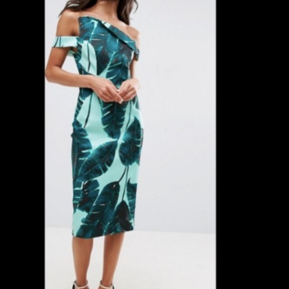 ASOS Palm Printed Midi Dress - Picture 1 of 4